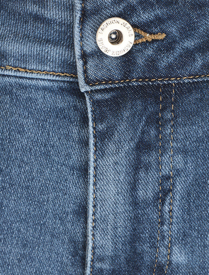 Short en jean ajusté taille standard - Bleu - 3