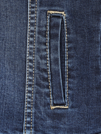 Veste en jean coupe ajustée - Bleu - 3