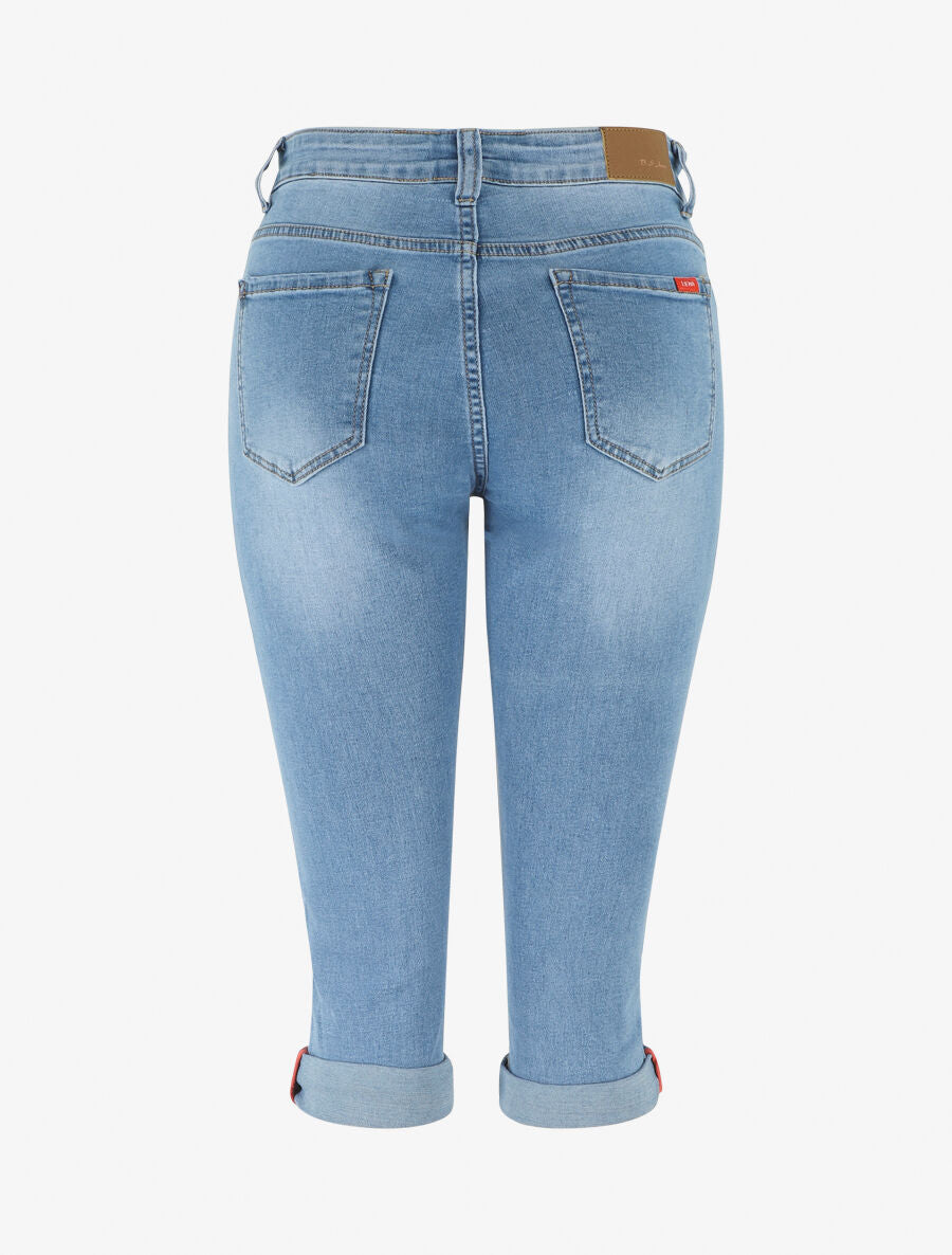 Pantacourt slim taille standard à ourlets - Bleu - 2