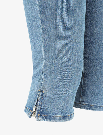 Pantacourt slim taille standard bords à zip - Bleu - 3