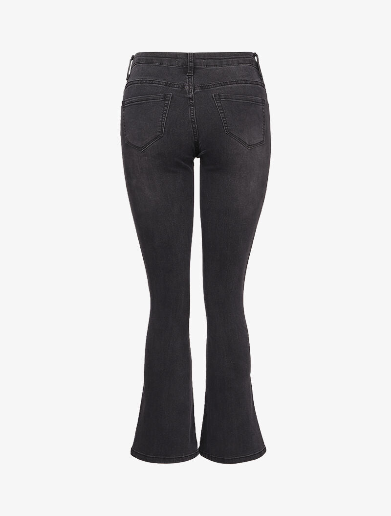 Jean flare légèrement délavé - Gris foncé - 2