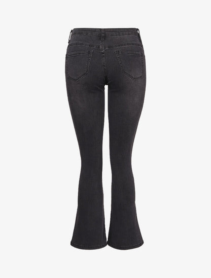 Jean flare légèrement délavé - Gris foncé - 2