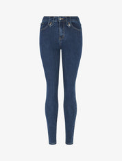 Jean à passants stylisés coupe skinny - Bleu - 1