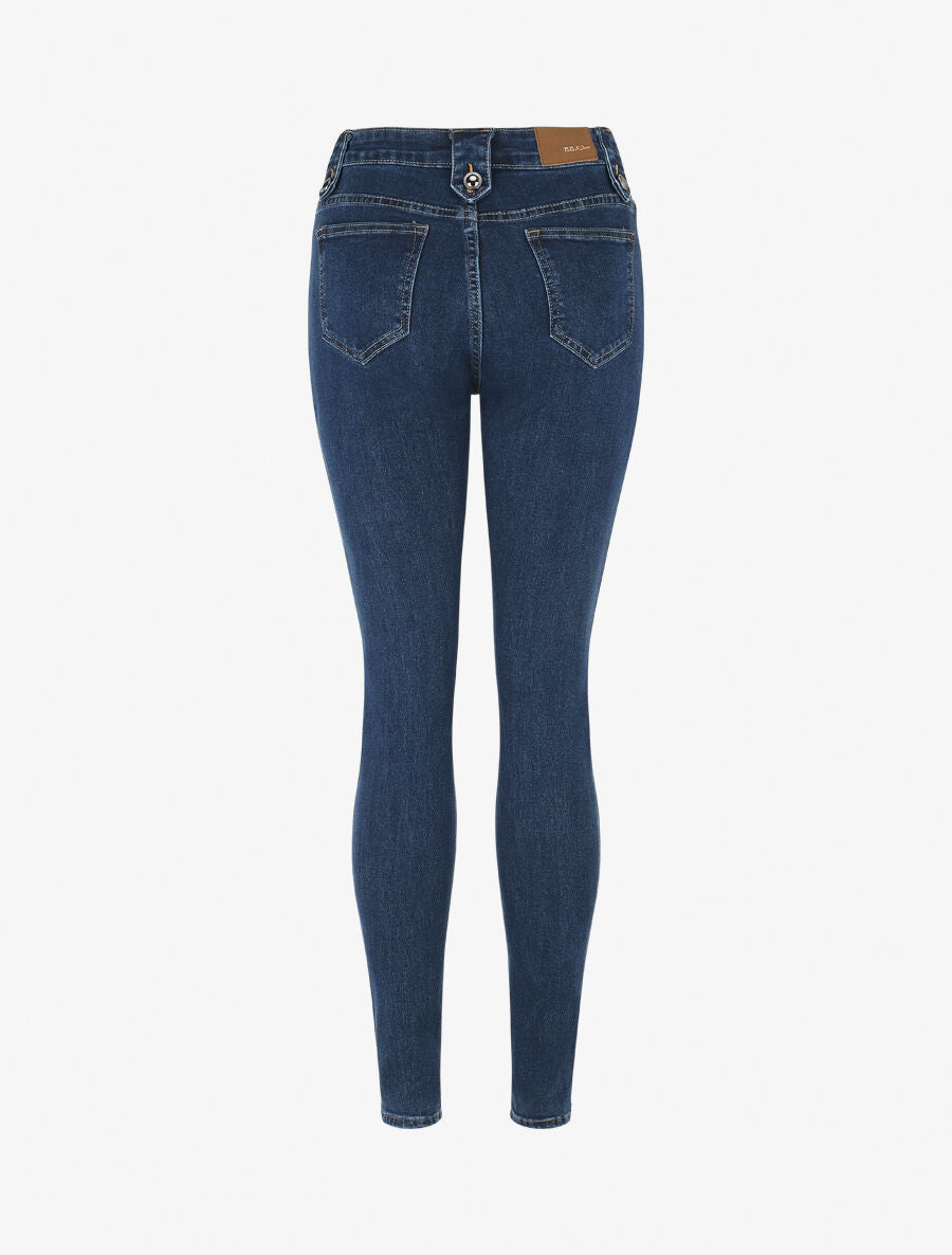 Jean à passants stylisés coupe skinny - Bleu - 2