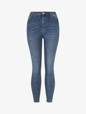 Jean taille haute délavé coupe skinny - Bleu - 1