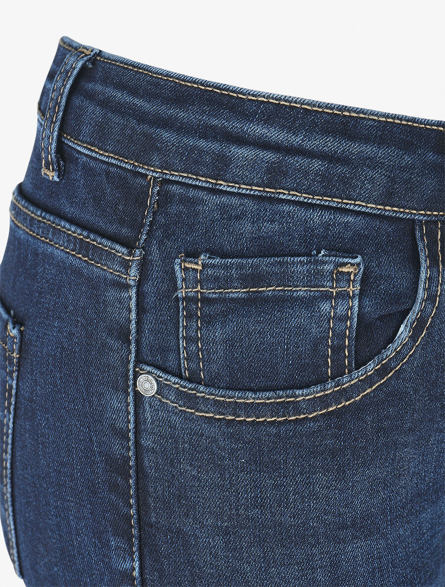 Jean à bords effilochés coupe flare - Bleu brut - 3