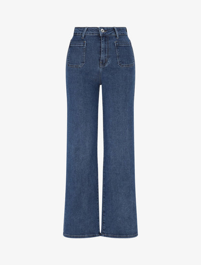 Jean wide leg à taille standard coupe droite - Bleu - 1