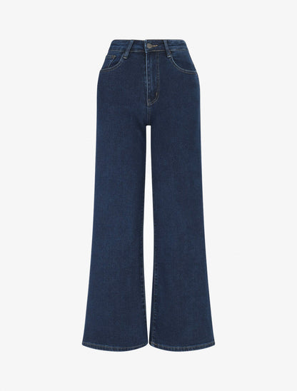 Jean wide leg standard coupe droite - Bleu - 1