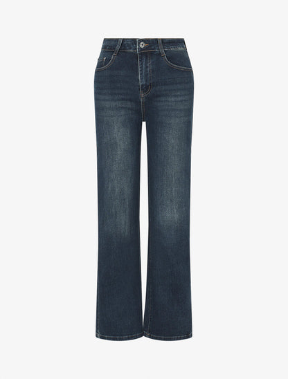 Jean standard push up délavé coupe droite - Bleu - 1