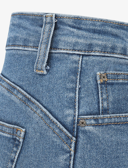 Jean push up wide leg coupe droite - Bleu - 3