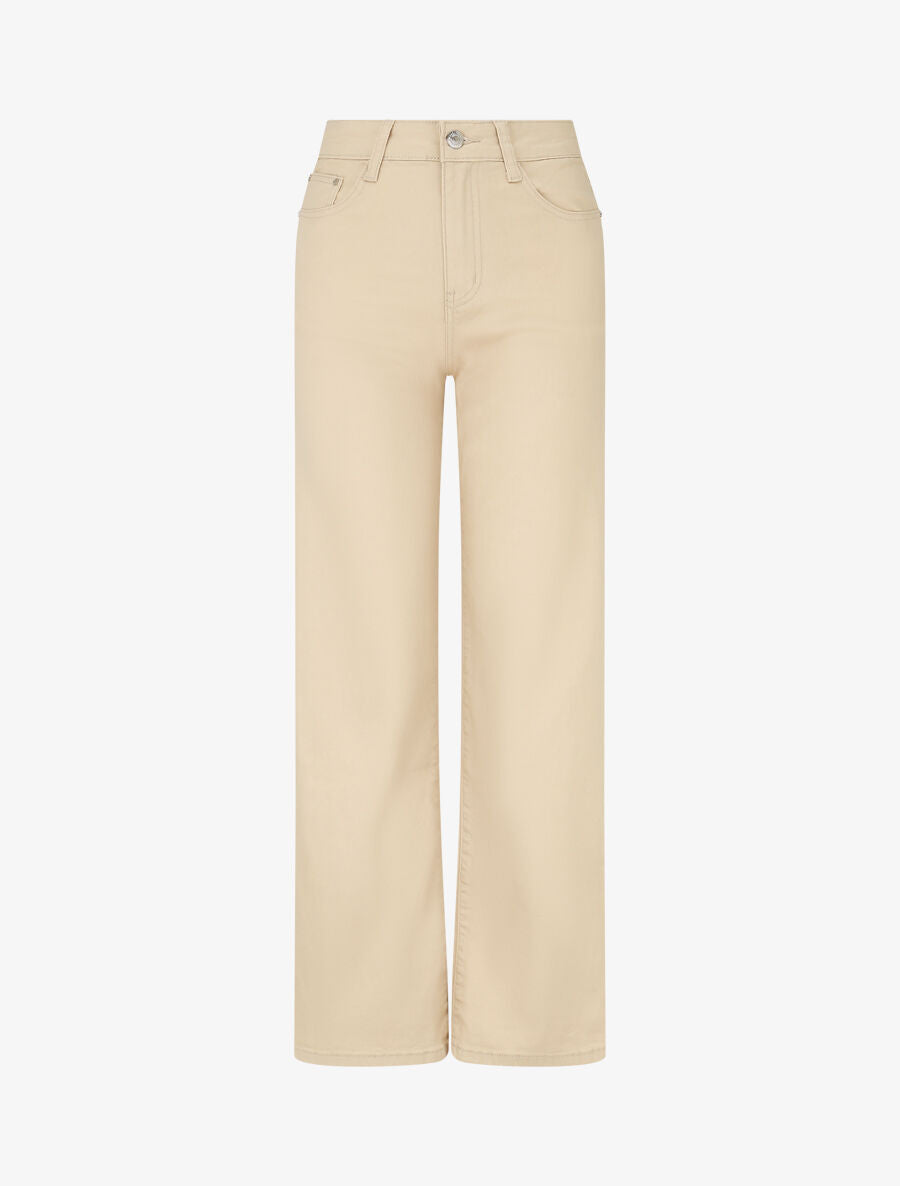 Jean droit push up taille haute - Beige clair - 4