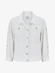 Veste en jean à manches longues stylisées - Blanc - 1