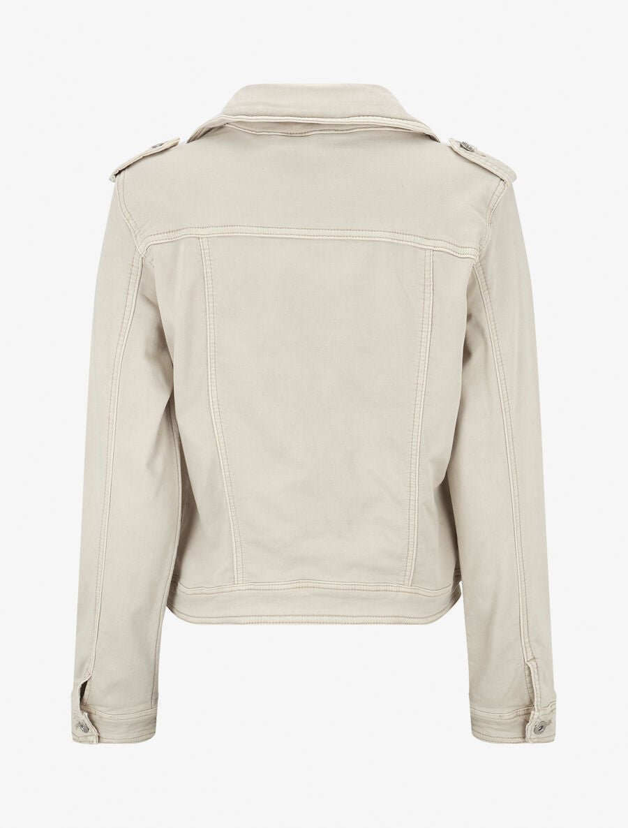 Veste en jean zippée - Beige - 2