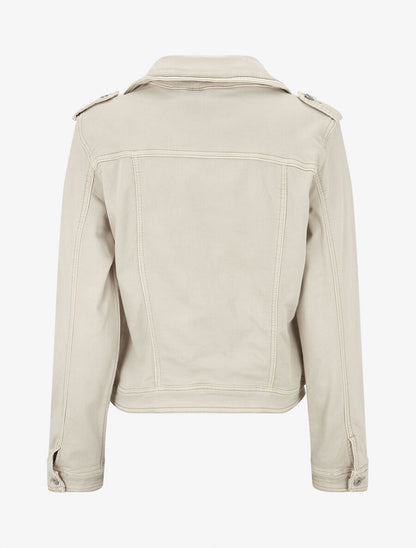 Veste en jean zippée - Beige - 2