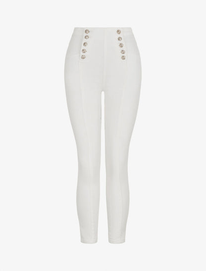 Jean taille haute coupe slim - Blanc - 1