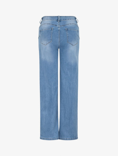 Jean push up délavé coupe droite - Bleu - 2