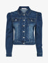 Veste en jean à manches gigot - Bleu denim foncé - 1