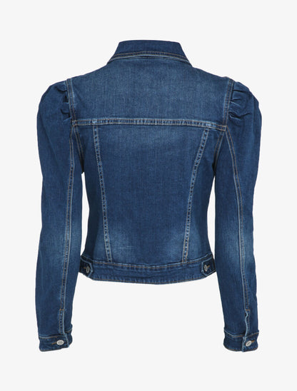 Veste en jean à manches gigot - Bleu denim foncé - 2