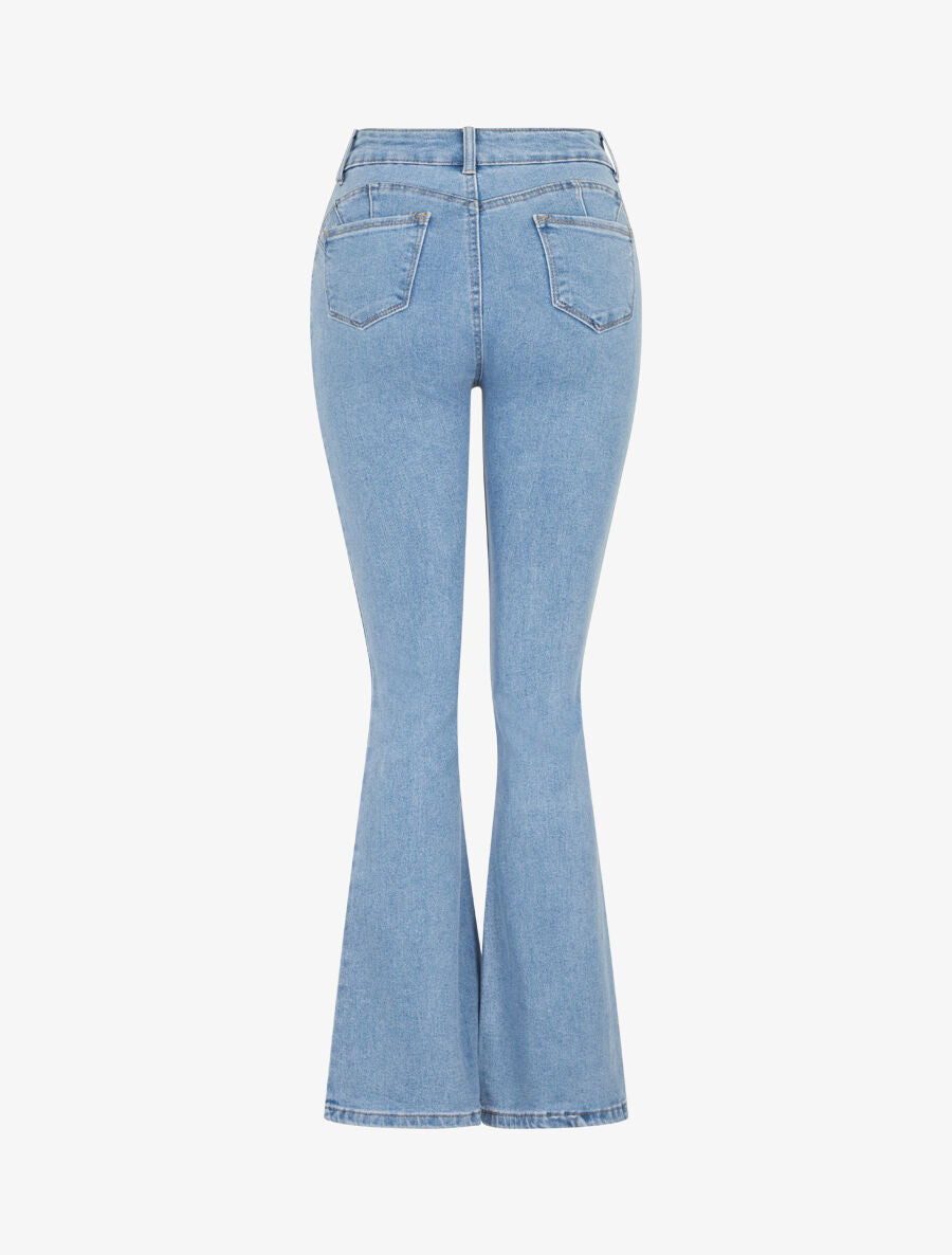 Jean taille haute coupe flare - Bleu clair - 2