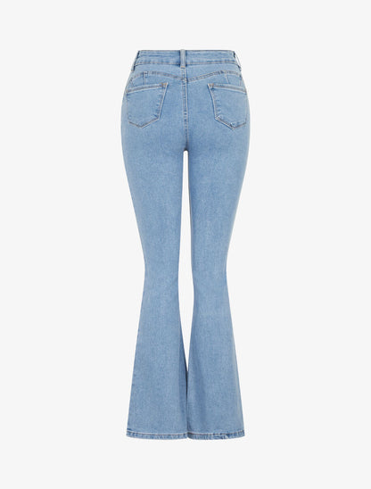 Jean taille haute coupe flare - Bleu clair - 2