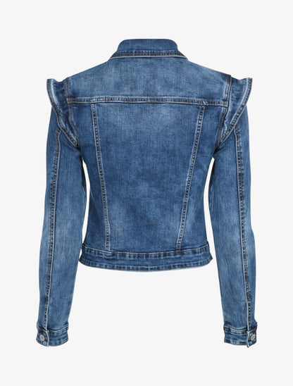 Veste en jean à épaules stylisées - Bleu denim - 2
