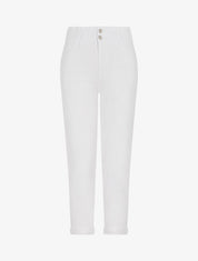 Jean mom taille haute froncée - Blanc - 4