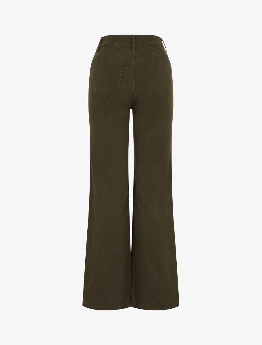 Jean coupe ample taille haute - Kaki - 2