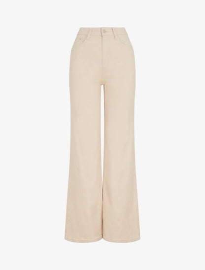 Jean coupe ample taille haute - Beige clair - 1