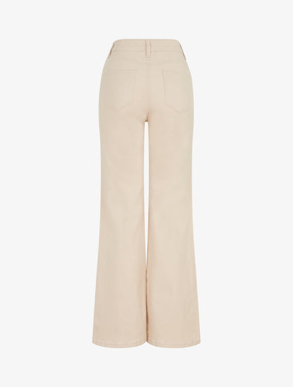 Jean coupe ample taille haute - Beige clair - 2