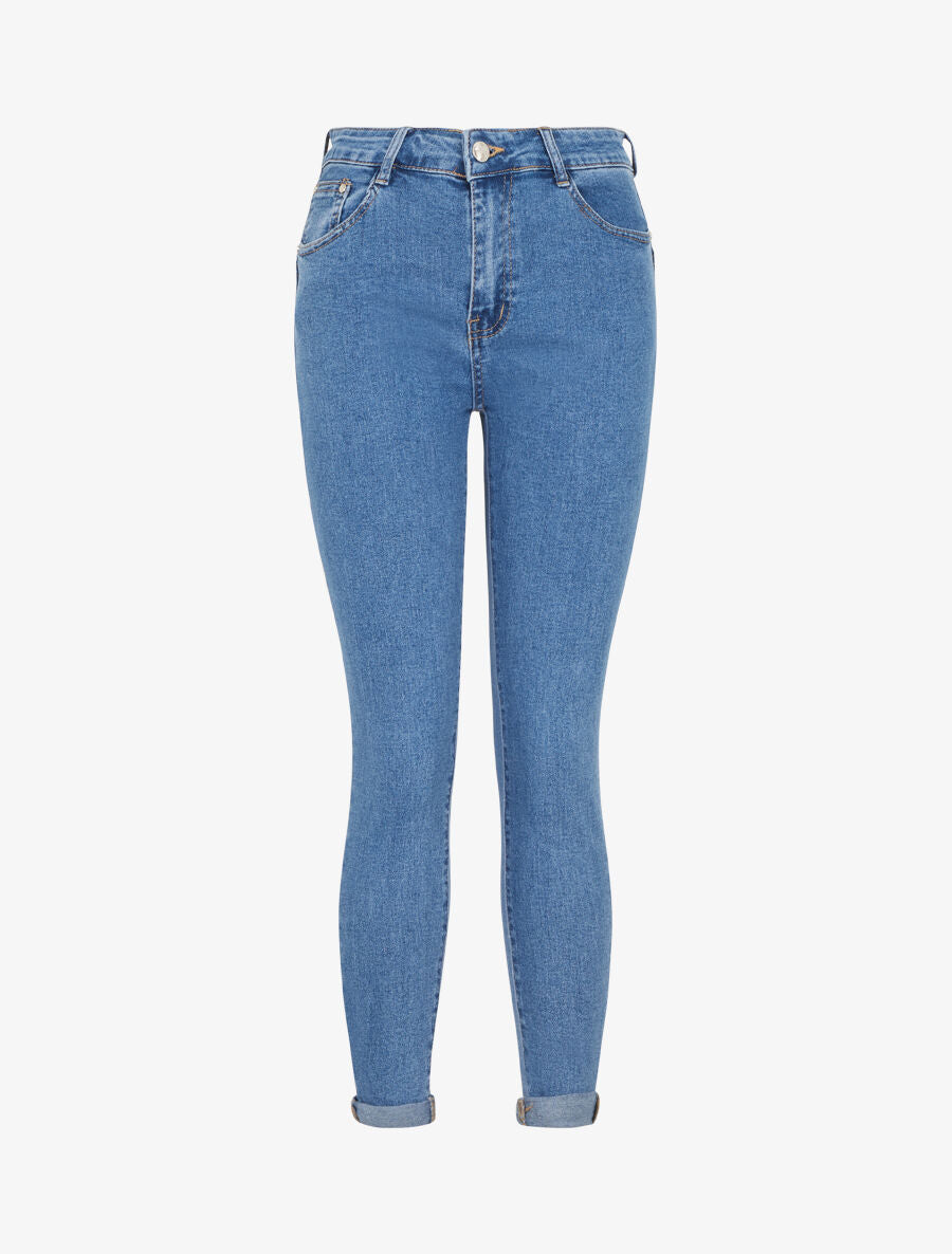 Jean push up retroussé coupe skinny grande taille - Bleu - 1