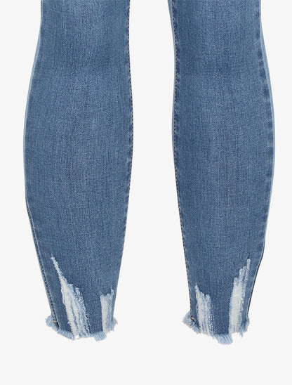 Jean skinny à bords coupe franche - Bleu denim - 3