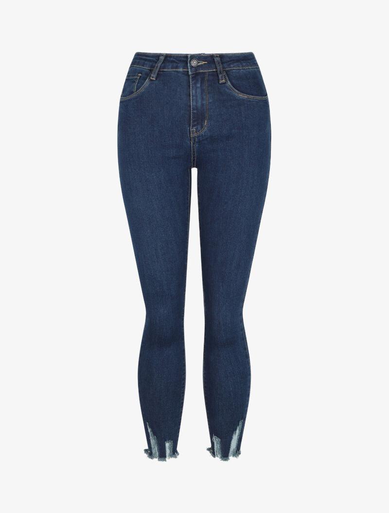 Jean skinny à bords coupe franche - Denim brut - 4