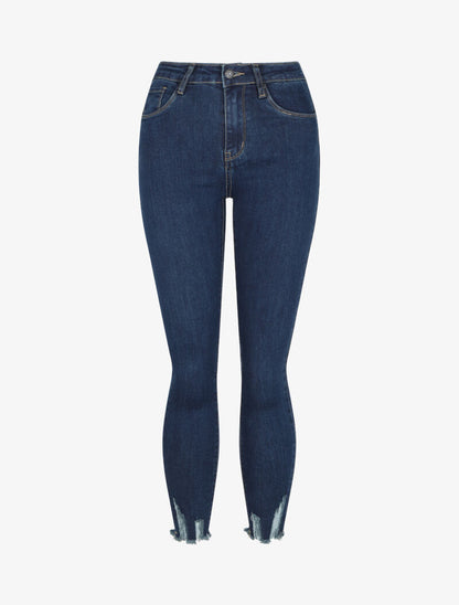 Jean skinny à bords coupe franche - Denim brut - 4