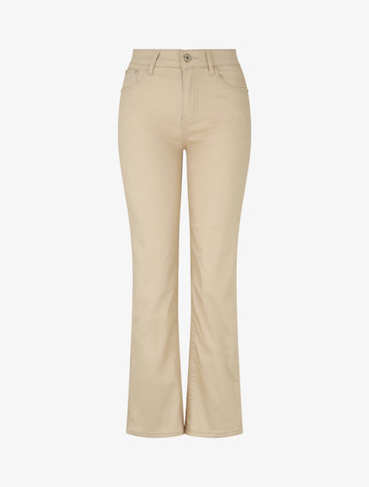 Jean droit basique taille haute - Beige - 1
