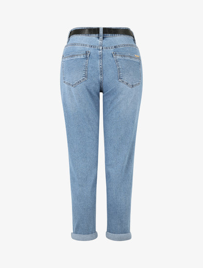 Jean mom taille haute ceinturée - Bleu - 2