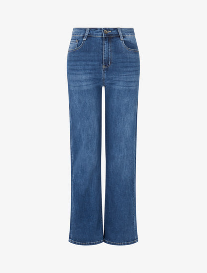 Jean droit push up délavé - Bleu - 1