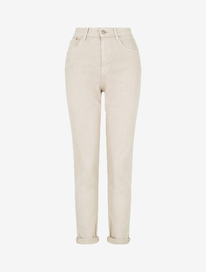 Jean à revers coupe droite - Beige - 1