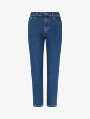 Jean mom à taille standard coupe droite - Bleu - 1