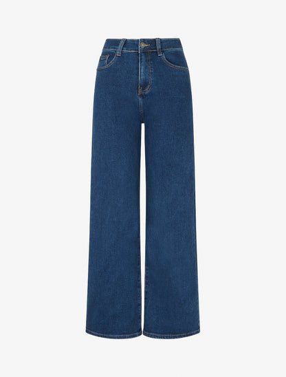 Jean wide leg taille standard - Bleu denim - 1