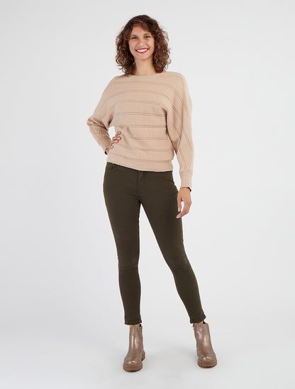 Jean skinny de talle estándar - Caqui