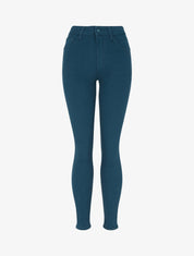 Jean skinny uni taille haute - Bleu canard - 1