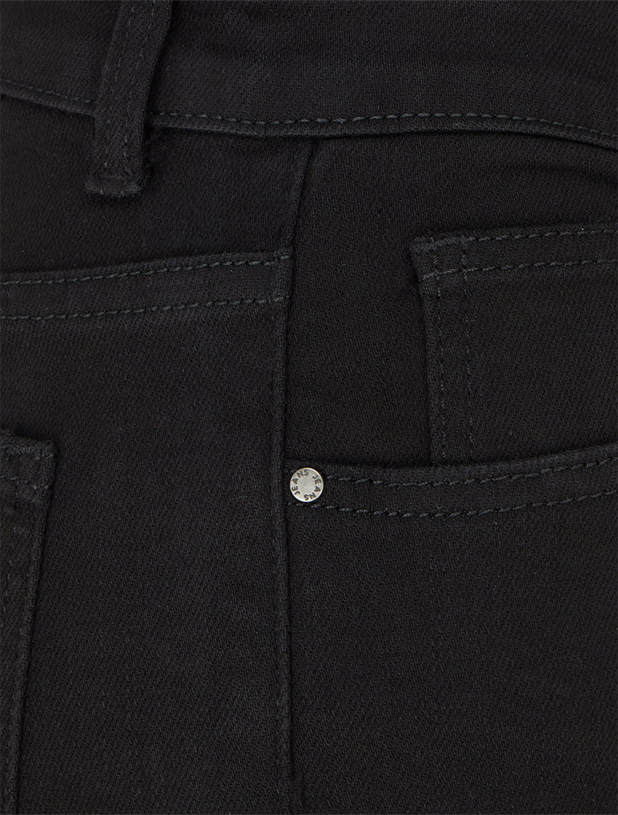 Jean droite uni taille haute - Noir - 3