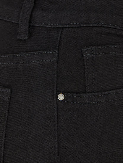 Jean droite uni taille haute - Noir - 3