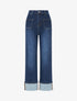 Jean à revers coupe droite - Bleu - 1