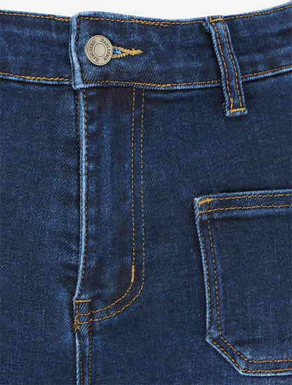 Jean à revers coupe droite - Bleu - 3