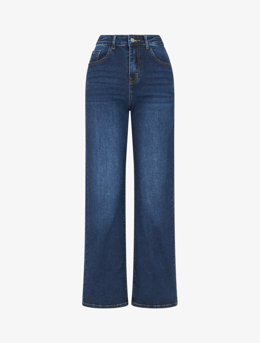 Jean délavé coupe droite - Bleu - 1