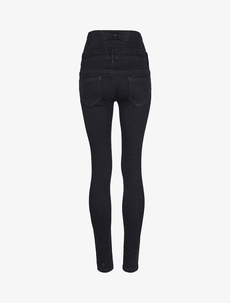 Jean taille empire à détail noeud - Noir - 4