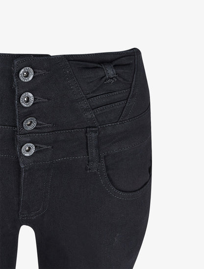 Jean taille empire à détail noeud - Noir - 5