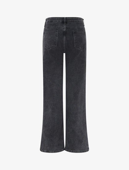 Jean wide leg delavé coupe droite - Noir - 2