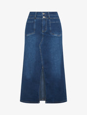 Jupe longue en jean coupe droite - Bleu - 1